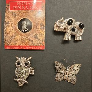 Owl, Butterfly and Elephant Jewellery
